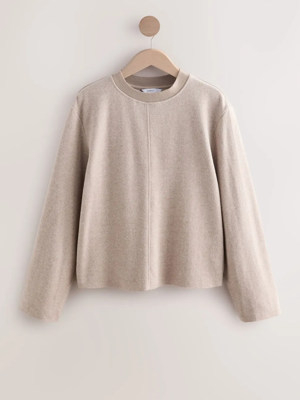 Neutral Beige Cosy Soft Touch Rib Crew Neck Jumper