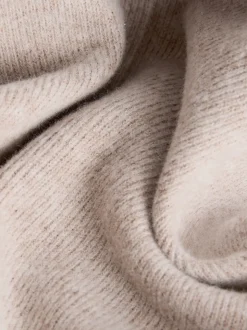 Neutral Beige Cosy Soft Touch Rib Crew Neck Jumper
