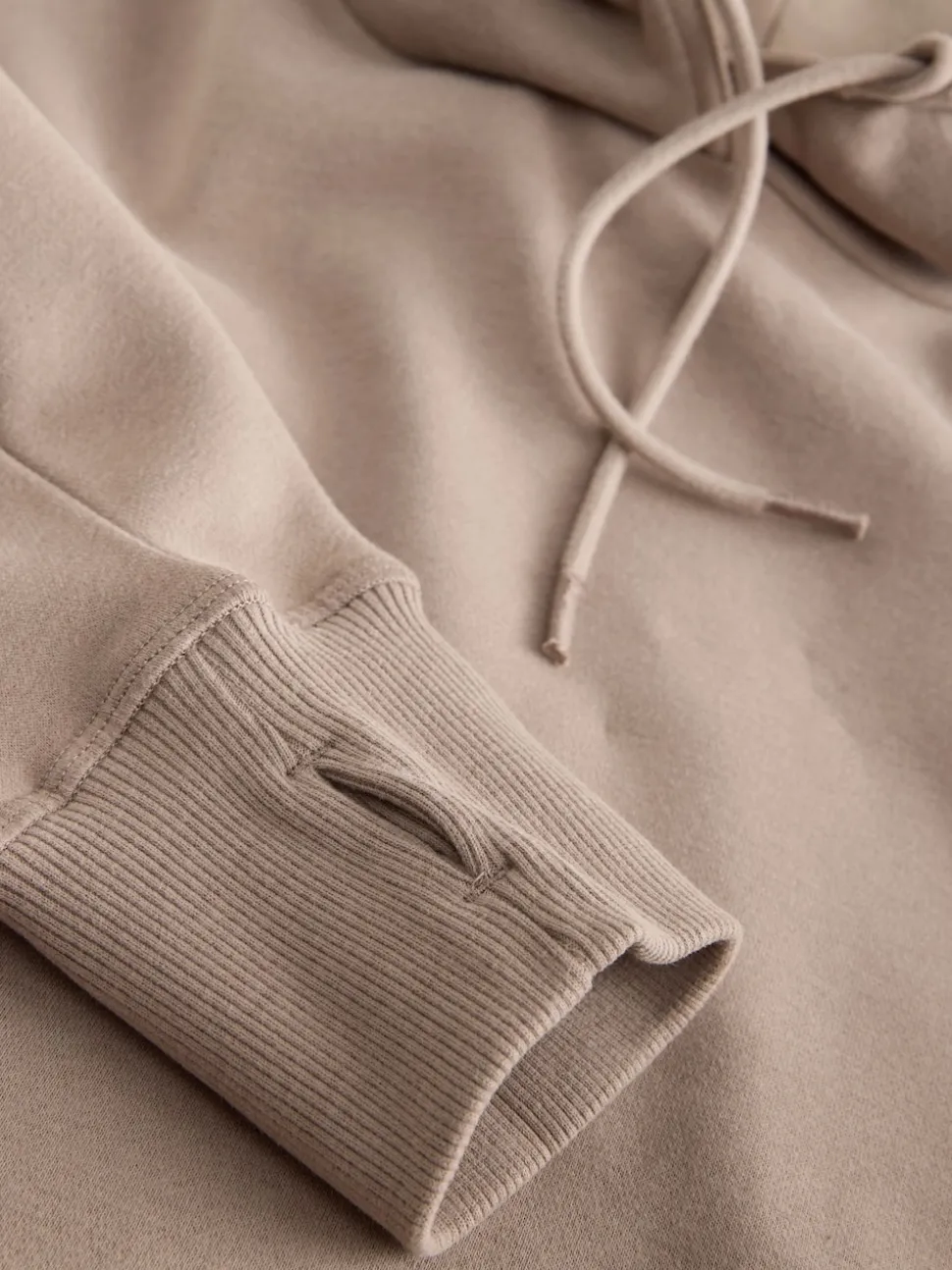 Neutral Brown Relaxed Fit Longline Hoodie