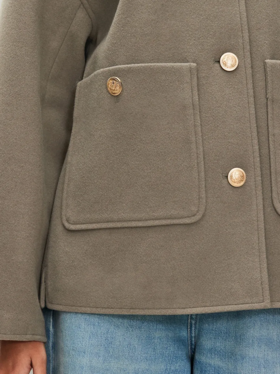 Neutral Brushed Collared Jacket