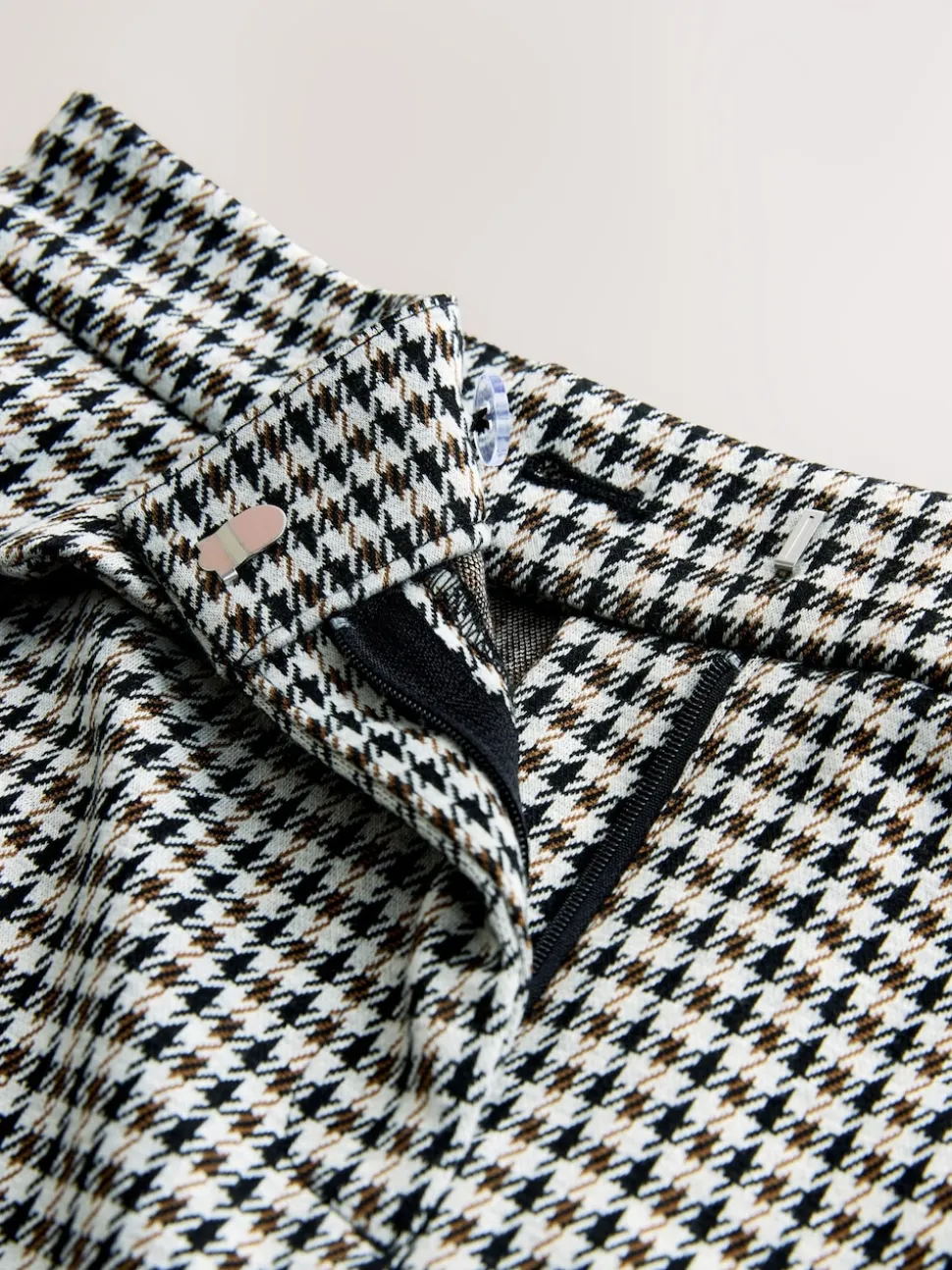 Neutral Check Ponte Pencil Skirt