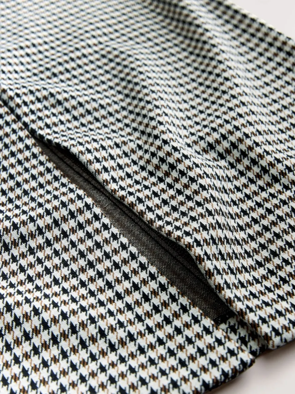 Neutral Check Ponte Pencil Skirt
