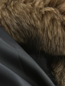 Neutral Faux Fur Zip Through Jacket