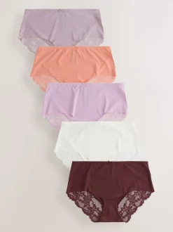 Neutral Midi No VPL Lace Back Briefs 5 Pack