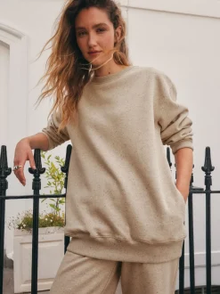 Neutral Neppy Relaxed Fit Essentials Longline Sweatshirt with Pockets