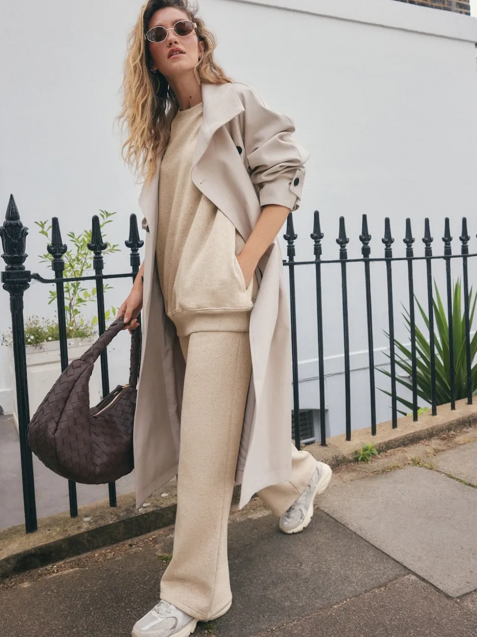 Neutral Neppy Relaxed Fit Essentials Longline Sweatshirt with Pockets