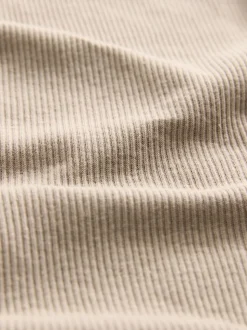 Neutral Ribbed High Neck Long Sleeve T-Shirt