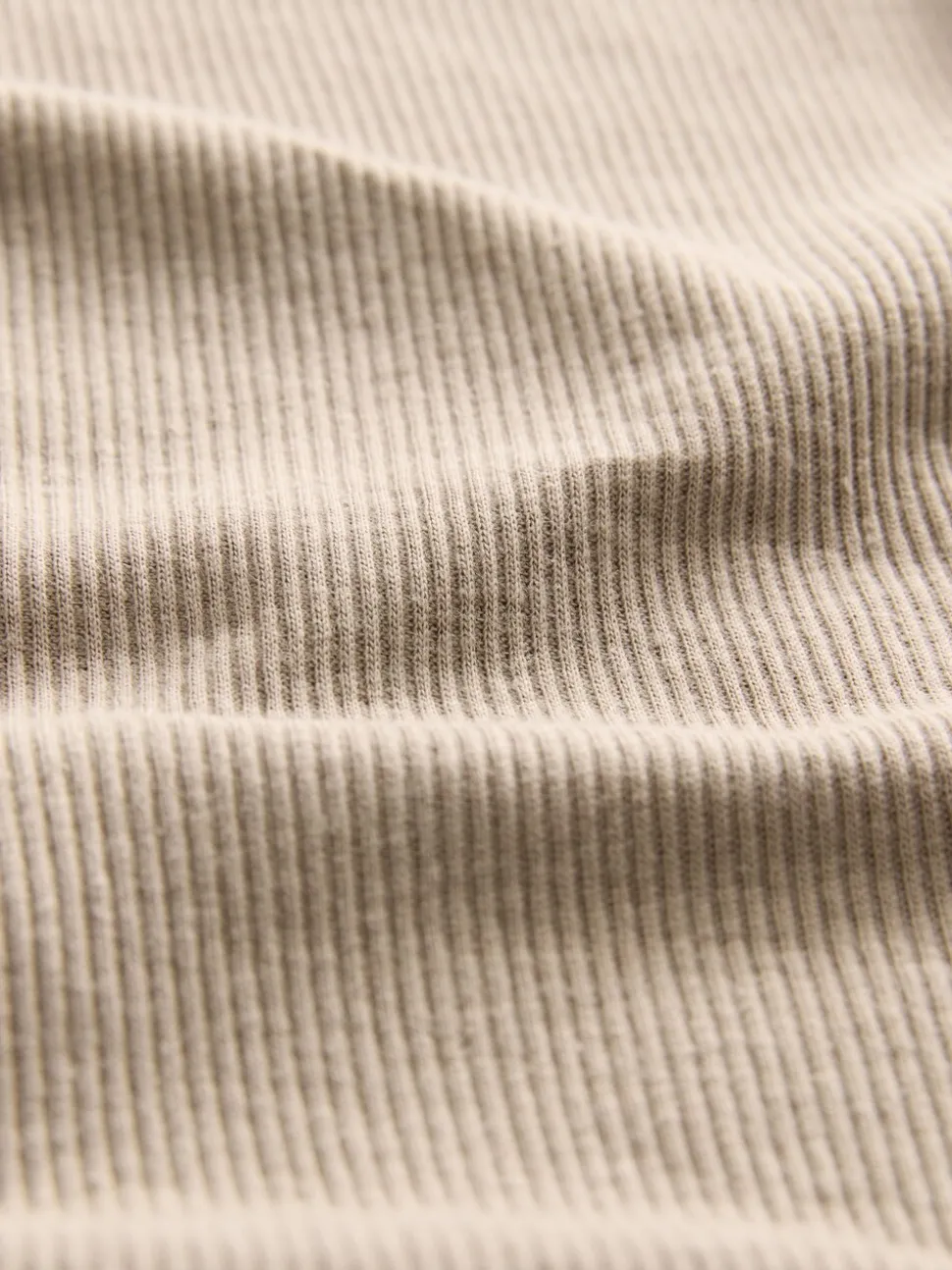 Neutral Ribbed High Neck Long Sleeve T-Shirt