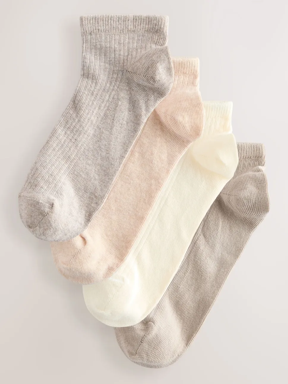 Neutral Ribbed Trainer Socks 4 Pack