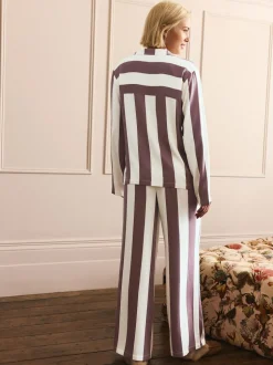 Neutral Stripe Button Through Pyjamas