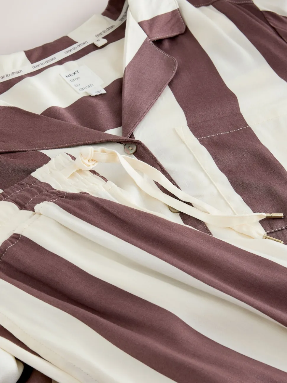 Neutral Stripe Button Through Pyjamas