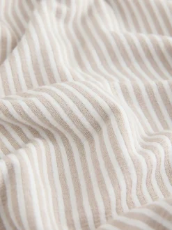 Neutral Stripe Jersey Button Through Pyjamas