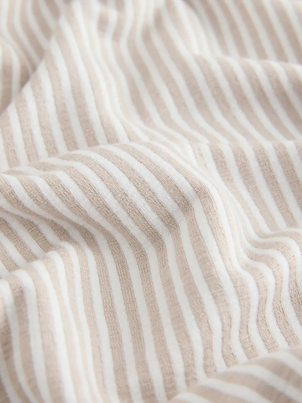 Neutral Stripe Jersey Button Through Pyjamas