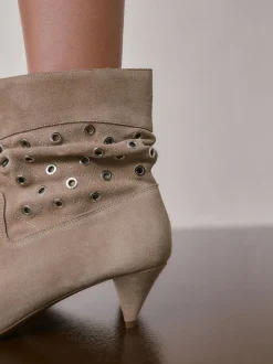 Neutral Suede Forever Comfort® Eyelet Embellished Ankle Boots
