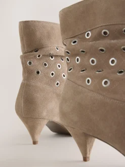 Neutral Suede Forever Comfort® Eyelet Embellished Ankle Boots