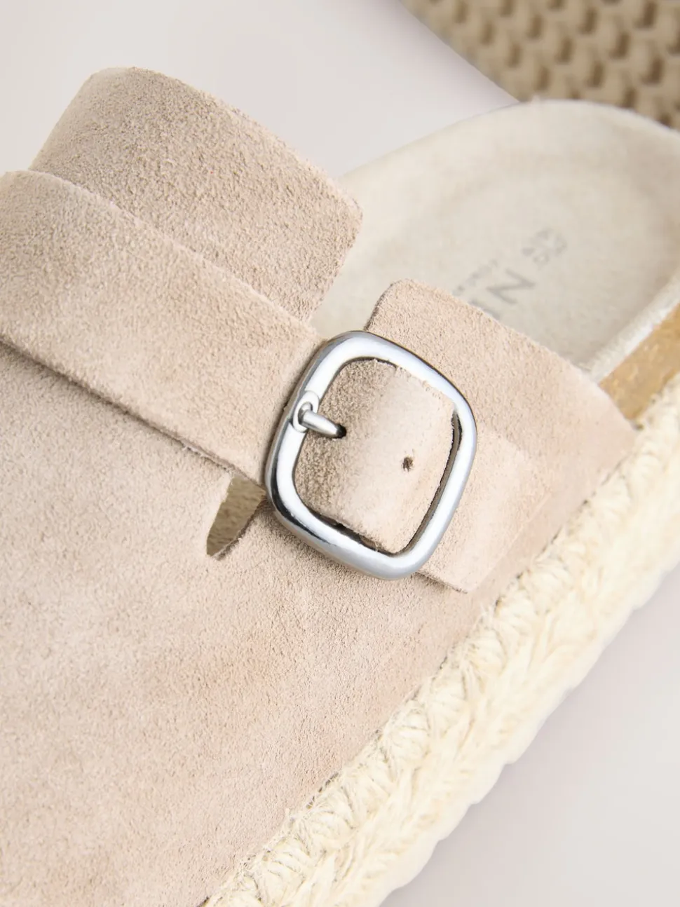 Neutral Suede Round Toe Espadrille Chunky Clogs