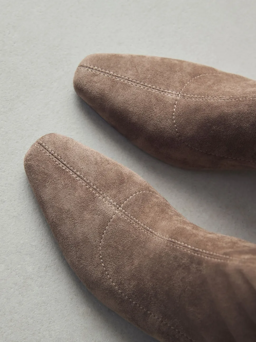 Neutral Taupe Standard/Wide Fit Chisel Toe Block Heel Sock Boots