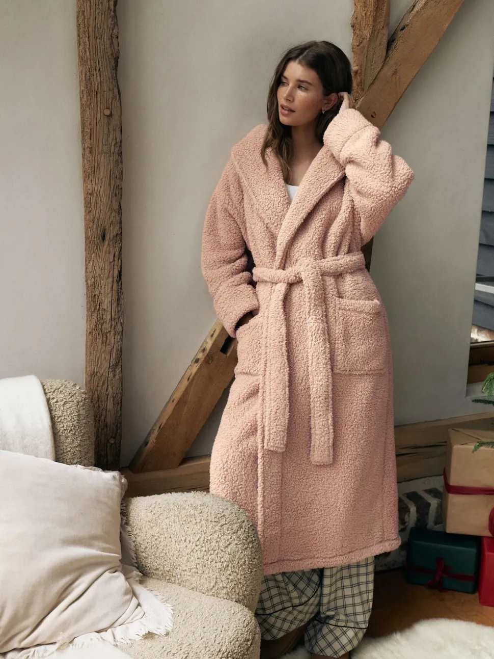 Neutral Teddy Dressing Gown