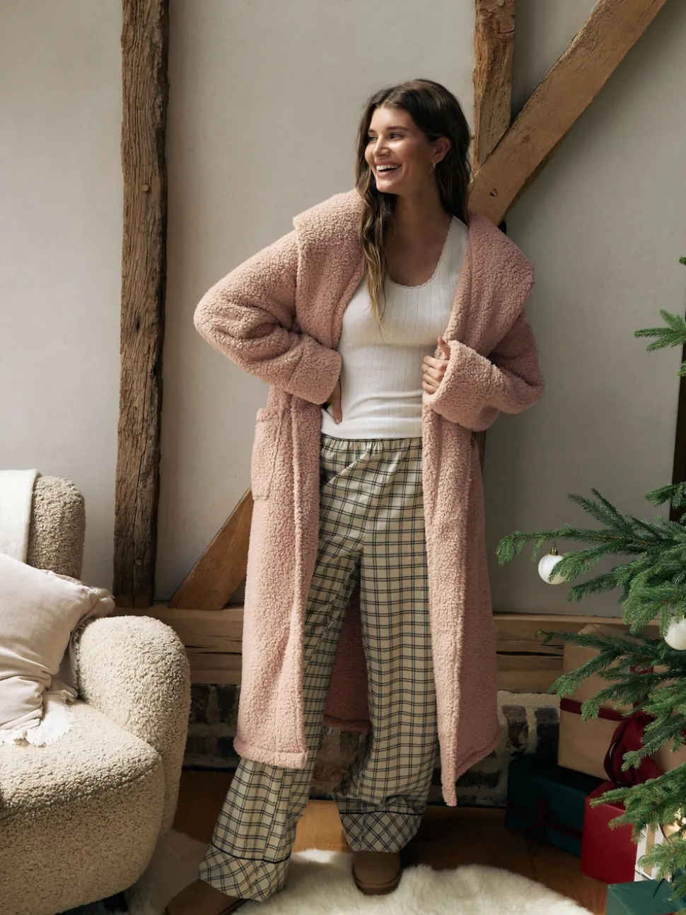 Neutral Teddy Dressing Gown