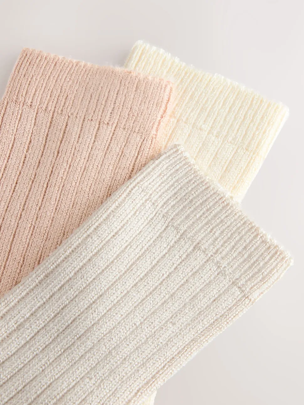 Neutral Warm Handle Ribbed Ankle Socks 3 Pack