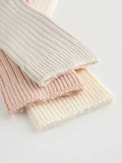 Neutral Warm Handle Ribbed Ankle Socks 3 Pack