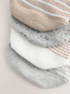 Neutral/Grey Animal and Stripe Invisible Trainer Socks 4 Pack