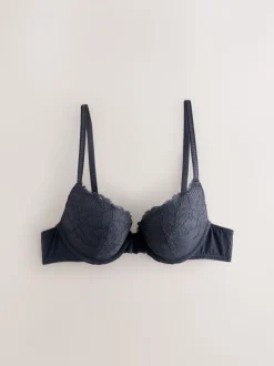 Neutral/Navy Push Up Plunge Lace Bras 2 Pack