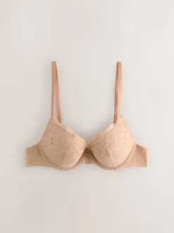 Neutral/Navy Push Up Plunge Lace Bras 2 Pack