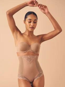 Neutral/Tan Brown Super High Waist Briefs Firm Tummy Control Shaping Briefs