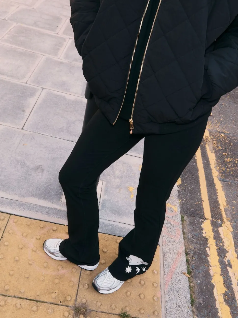 Never Fully Dressed Black Embroidery Cotton Flare Leggings