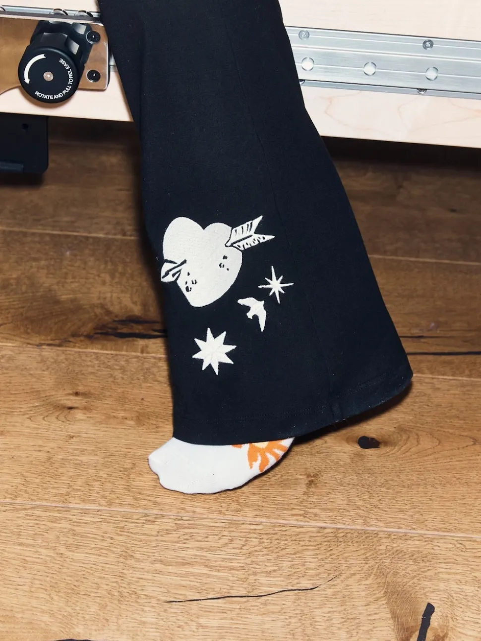 Never Fully Dressed Black Embroidery Cotton Flare Leggings