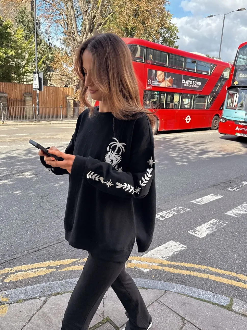 Never Fully Dressed Black Embroidered Sweatshirt