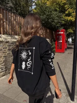 Never Fully Dressed Black Embroidered Sweatshirt