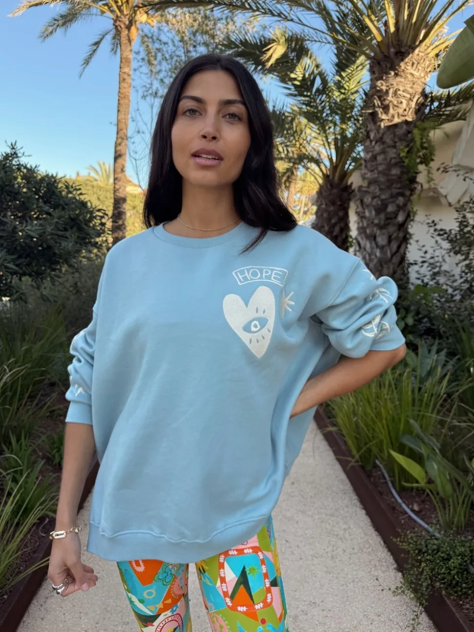 Never Fully Dressed Blue Embroidered Sweatshirt