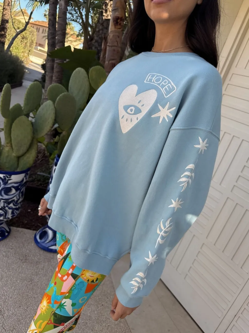 Never Fully Dressed Blue Embroidered Sweatshirt