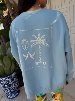 Never Fully Dressed Blue Embroidered Sweatshirt
