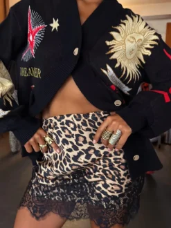 Never Fully Dressed Brown Leopard Print Lace Maeva Skirt