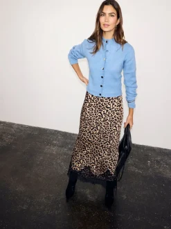 Never Fully Dressed Brown Leopard Print Lace Maeva Midi Skirt