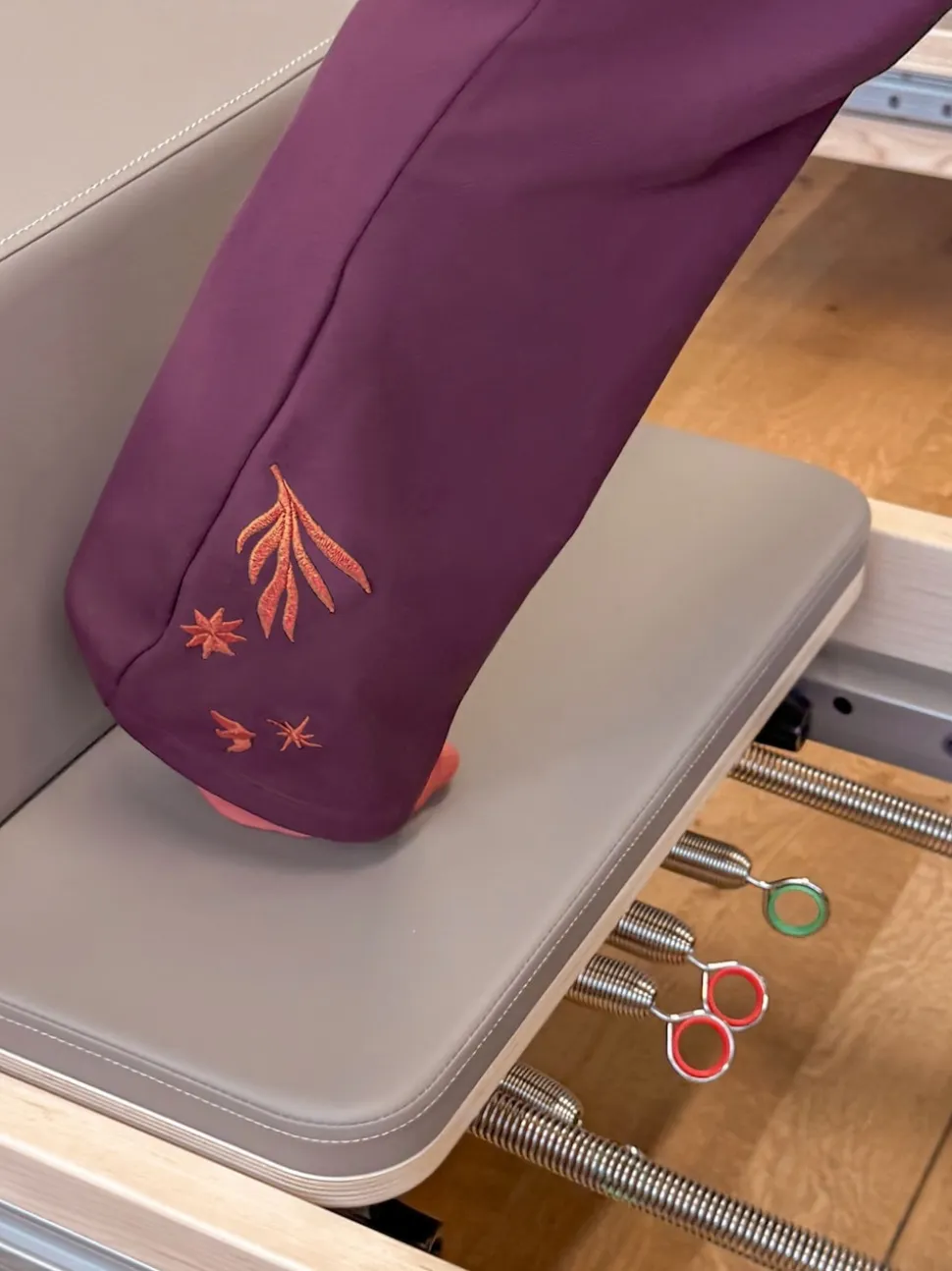 Never Fully Dressed Burgundy Embroidered Cotton Flare Leggings