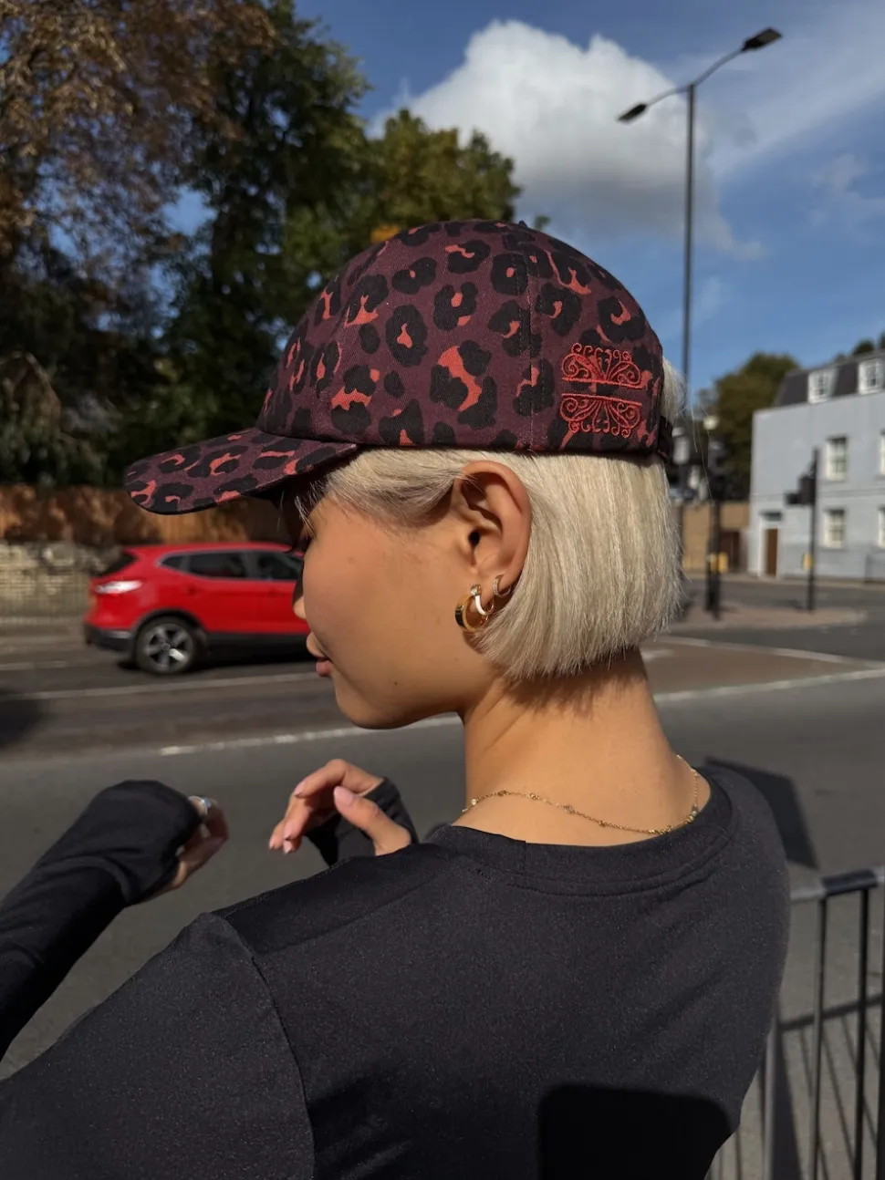 Never Fully Dressed Burgundy Leopard Cotton Twill Cap