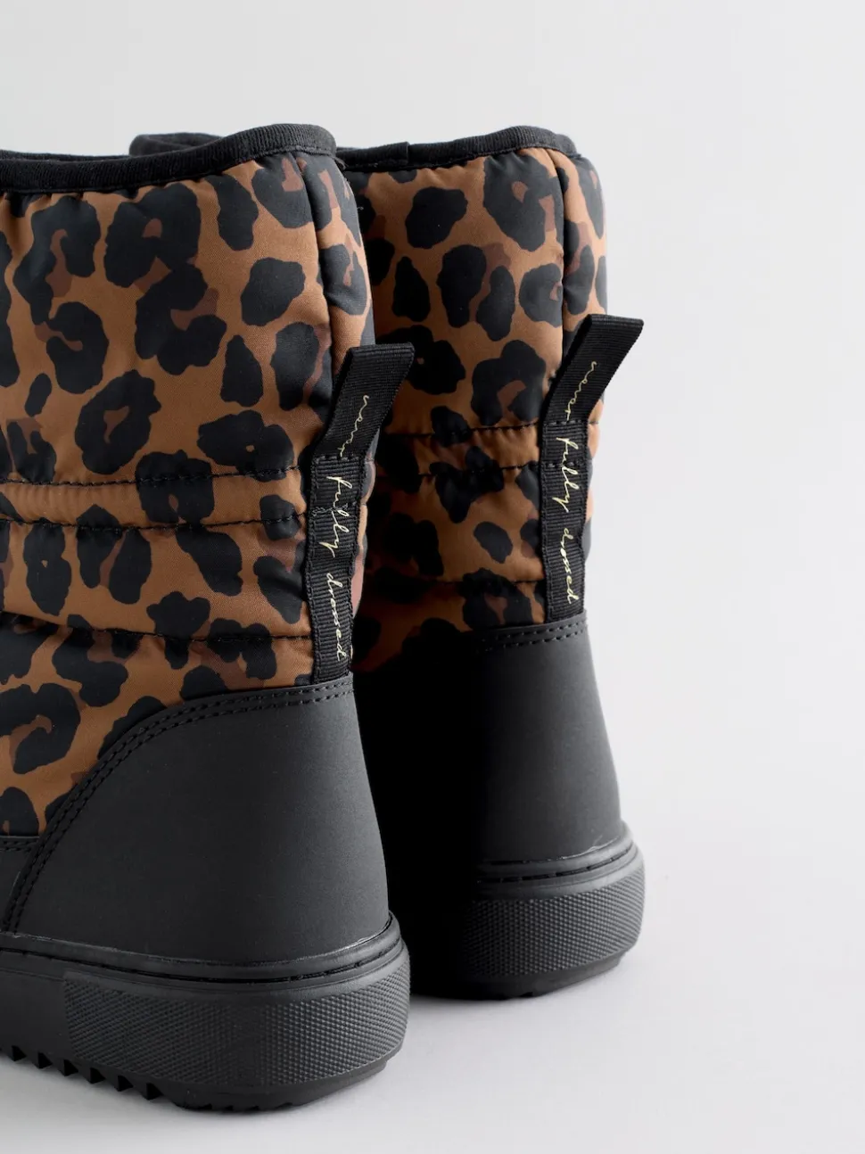 Never Fully Dressed Burgundy Leopard Nylon Padded Boots