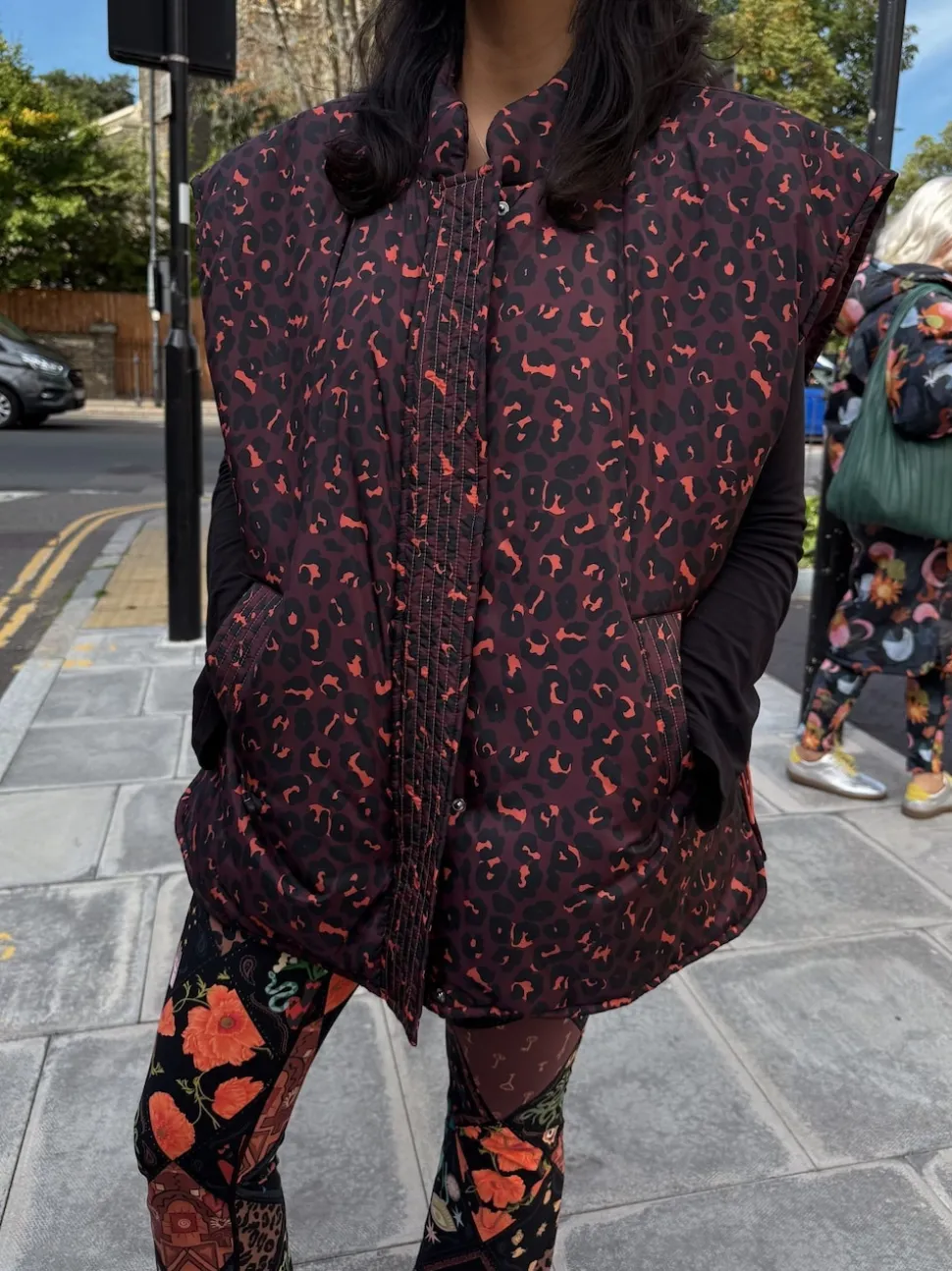 Never Fully Dressed Burgundy Leopard Padded Gilet