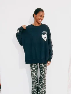 Never Fully Dressed Charcoal Grey Embroidered Sweatshirt