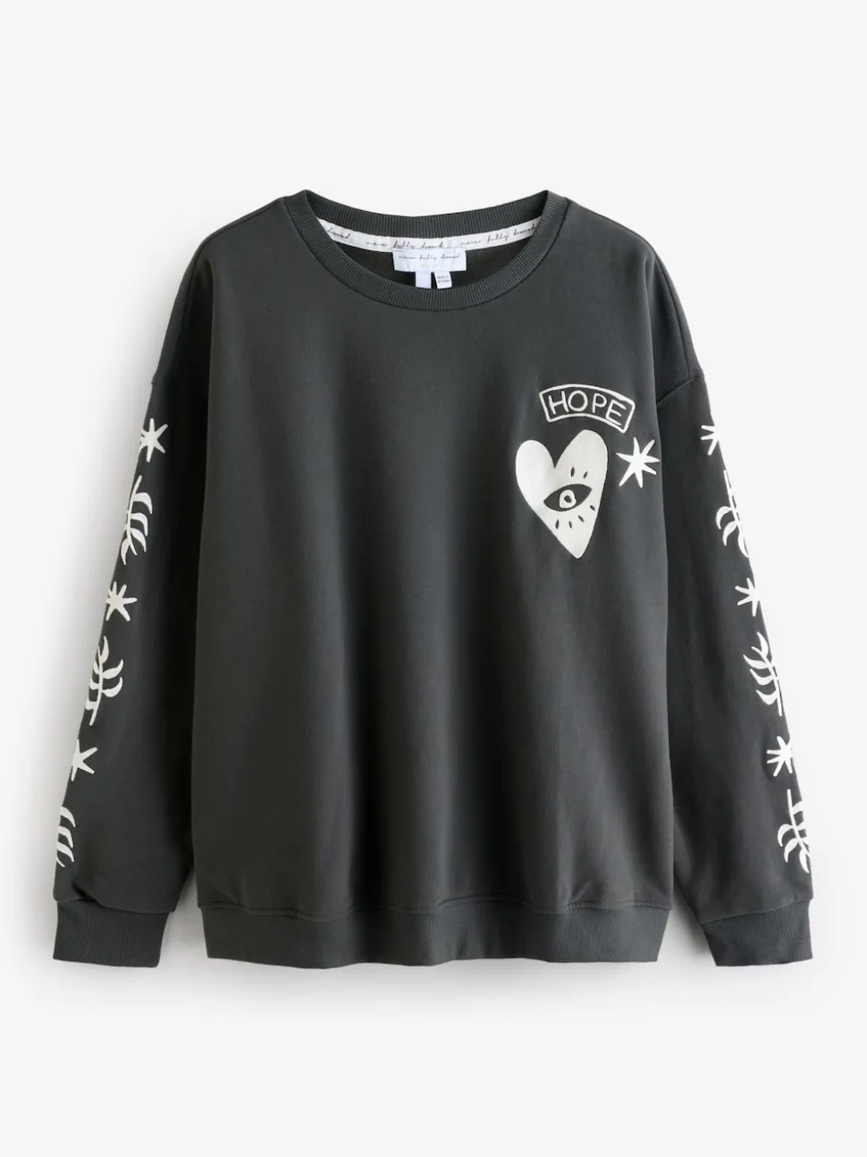 Never Fully Dressed Charcoal Grey Embroidered Sweatshirt
