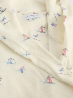 Never Fully Dressed Cream Ski Print Waffle Robe