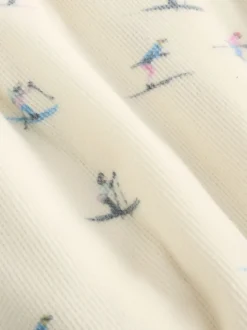 Never Fully Dressed Cream Ski Print Waffle Robe