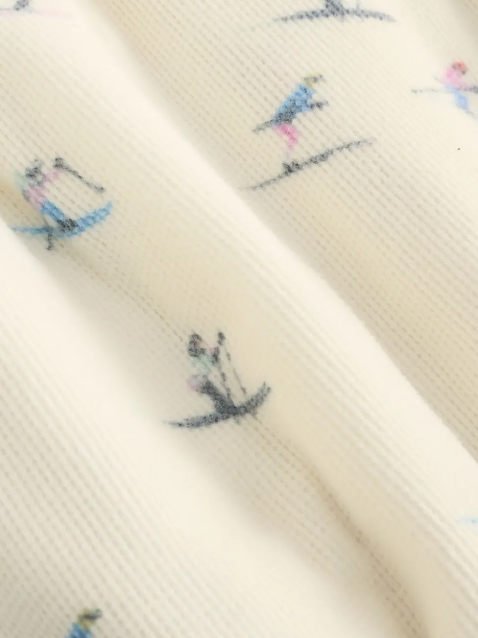Never Fully Dressed Cream Ski Print Waffle Robe
