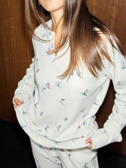 Never Fully Dressed Cream Ski Print Waffle Twosie Pyjamas