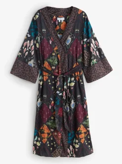 Never Fully Dressed Night Garden Satin Long Line Robe