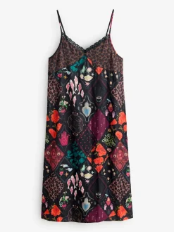 Never Fully Dressed Night Garden Satin Long Line Robe